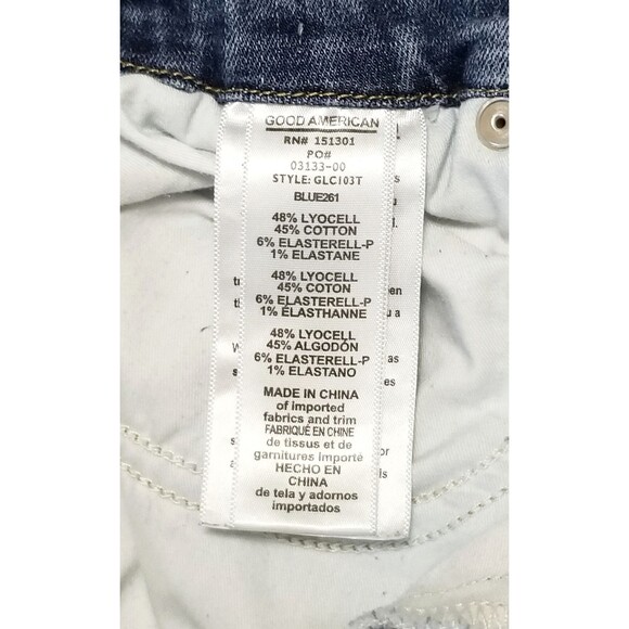 GOOD AMERICAN Good Legs Crop Jeans Sz 4 27 Medium Blue Wash Denim Distressed - Picture 8 of 10